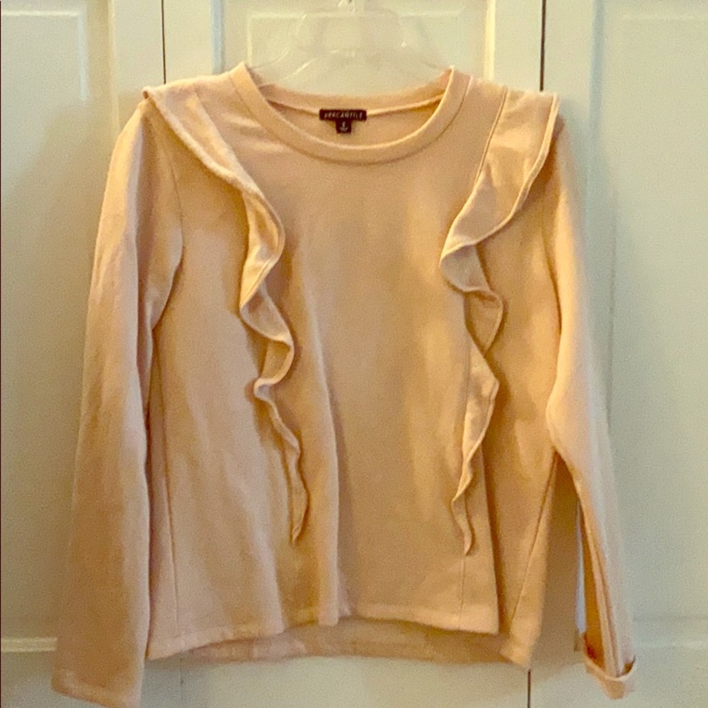 Sweatshirt material with ruffles